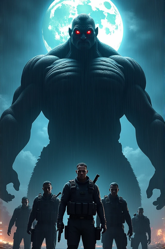 If I make a poster, on the upper side of the poster there will be a man like a big monster and below him will put a pic of the CID team with a pistol in his hand.