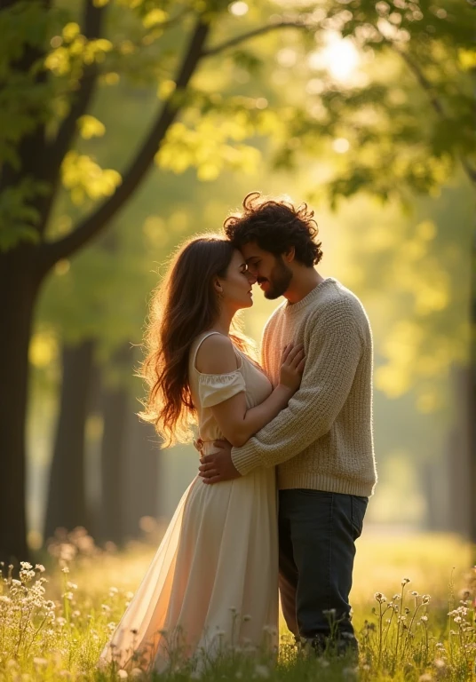 Lovers hugging each other