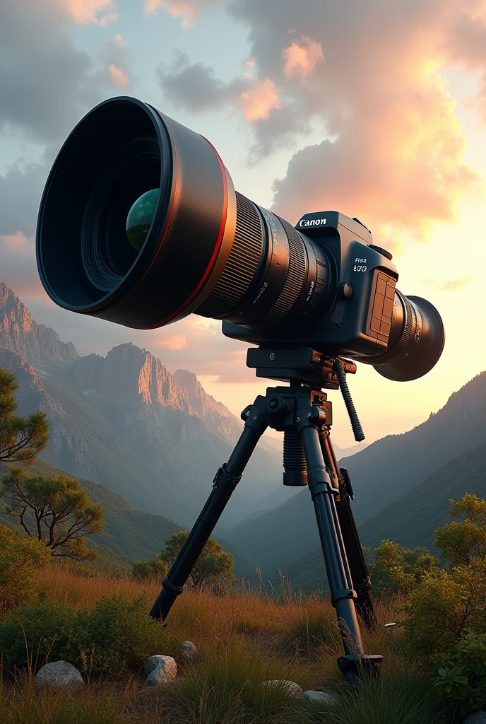 10000mm lens camera canon . Very big lens