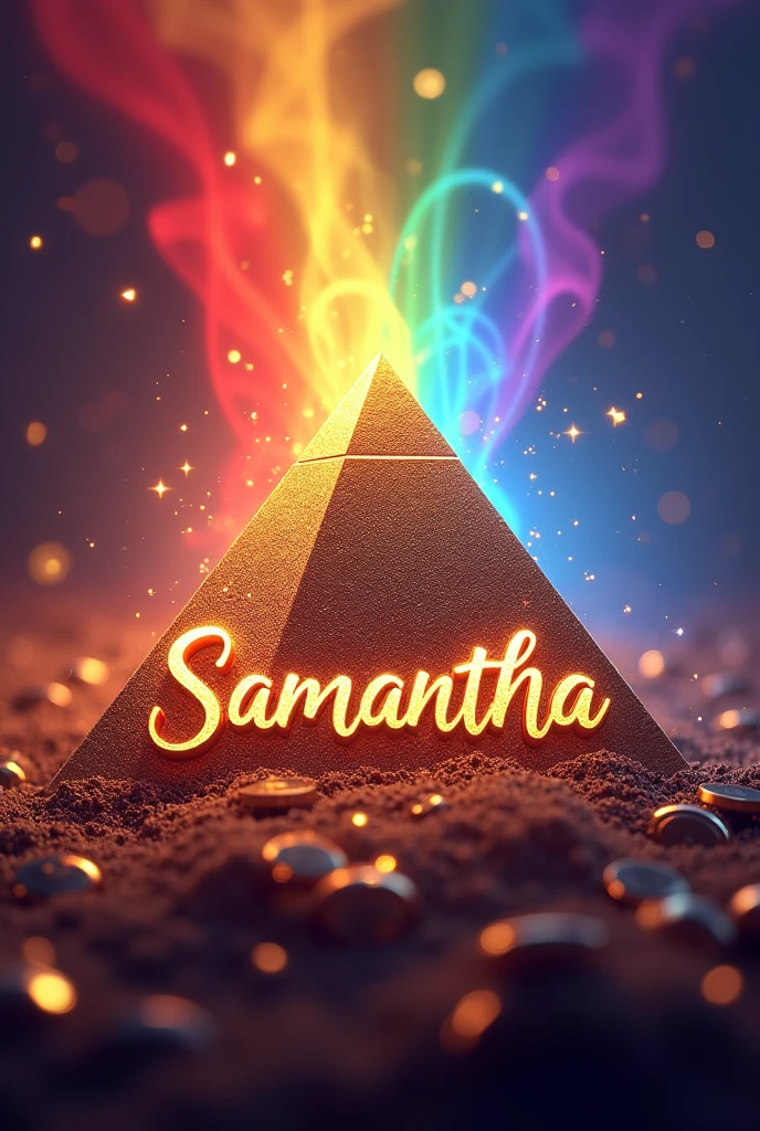 Create pyramid logog using name "samantha" bright color money attractive pyramid also bright rainbow color