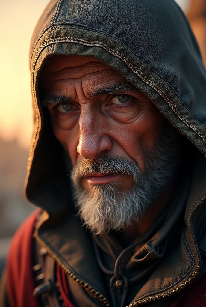 close no rosto, Assassin's Creed's Ezio Auditore is 60 years old