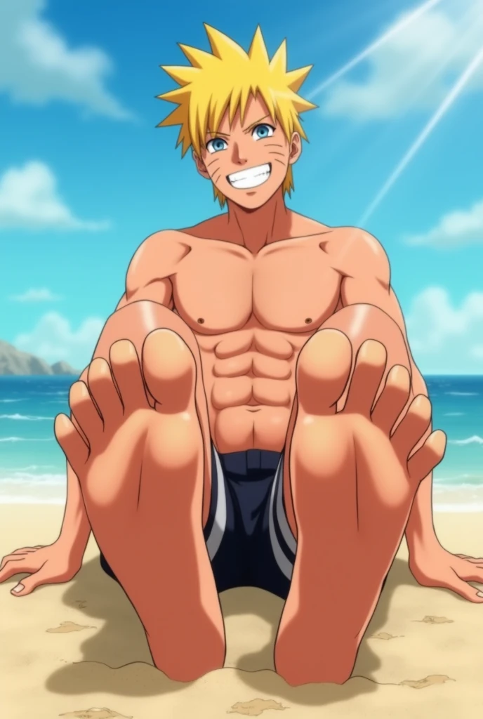 Imagen animada mostrando texturas realistas en HD de Naruto Uzumaki descalzo mostrando la planta de sus pies por abajo cerca de la cámara
Mostrando cuerpo fit enfocado
Mostrando ropa interior ajustada
Sentado en la playa sin camisa sonriendo
Mostrando pies perfectos
Mostrando la planta de sus pies 👣
Mostrando textura detallada en los pies
Mostrando detalles de iluminación en los pies
Mostrando líneas de textura realista en los pies
2 pies
5 dedos en cada pie