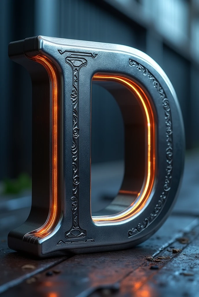Metallic symbol D in stylish 3D 