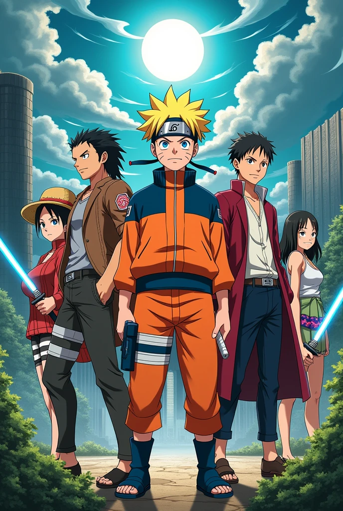 cast naruto, cast one piece, cast demon slayer, cast death note, cast one punch man, cast chainsaw man, cast spy x family, cast violet evergarden, cast solo levelling, cast tower of god, cast attack on titan, cast bleach, cast gintama, cast sword art online, cast tokyo ghoul in frame. potrait 9:16
