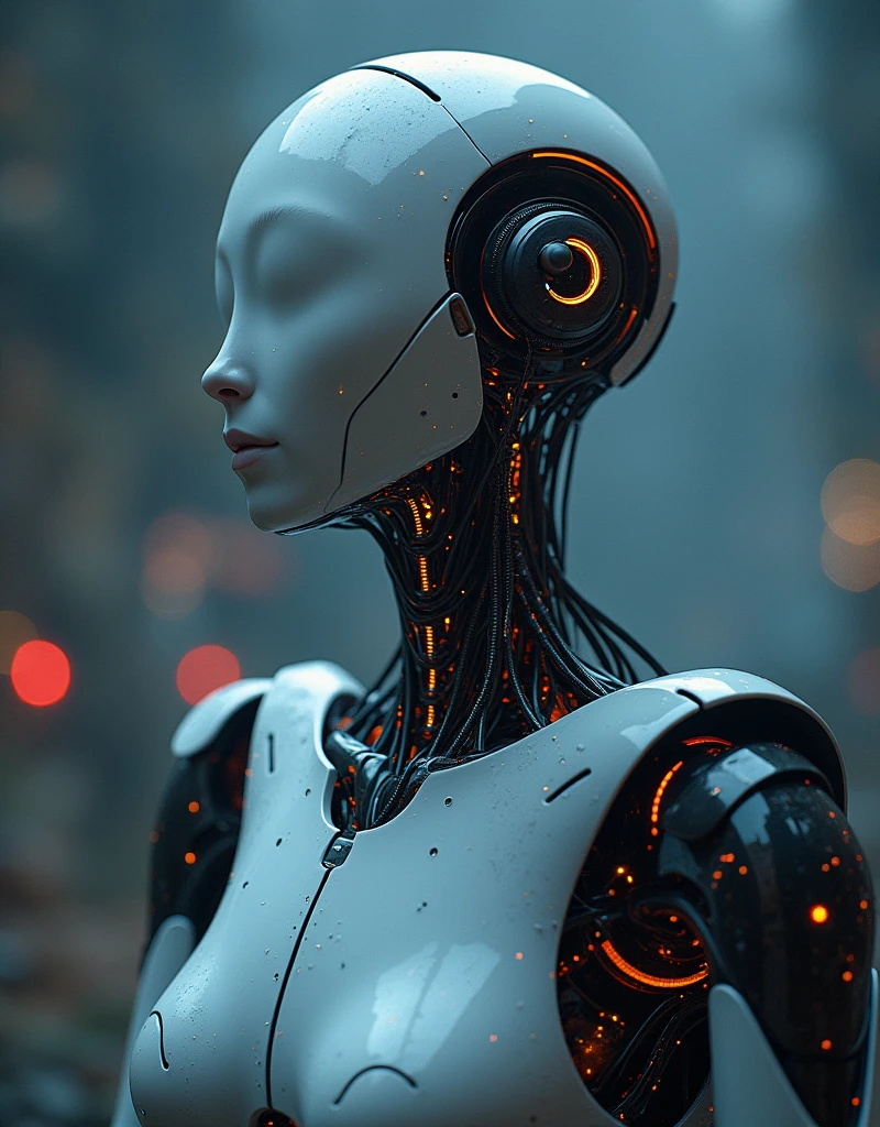 Generate a concept in AI，AI，Reach out，Half Body，Surreal，