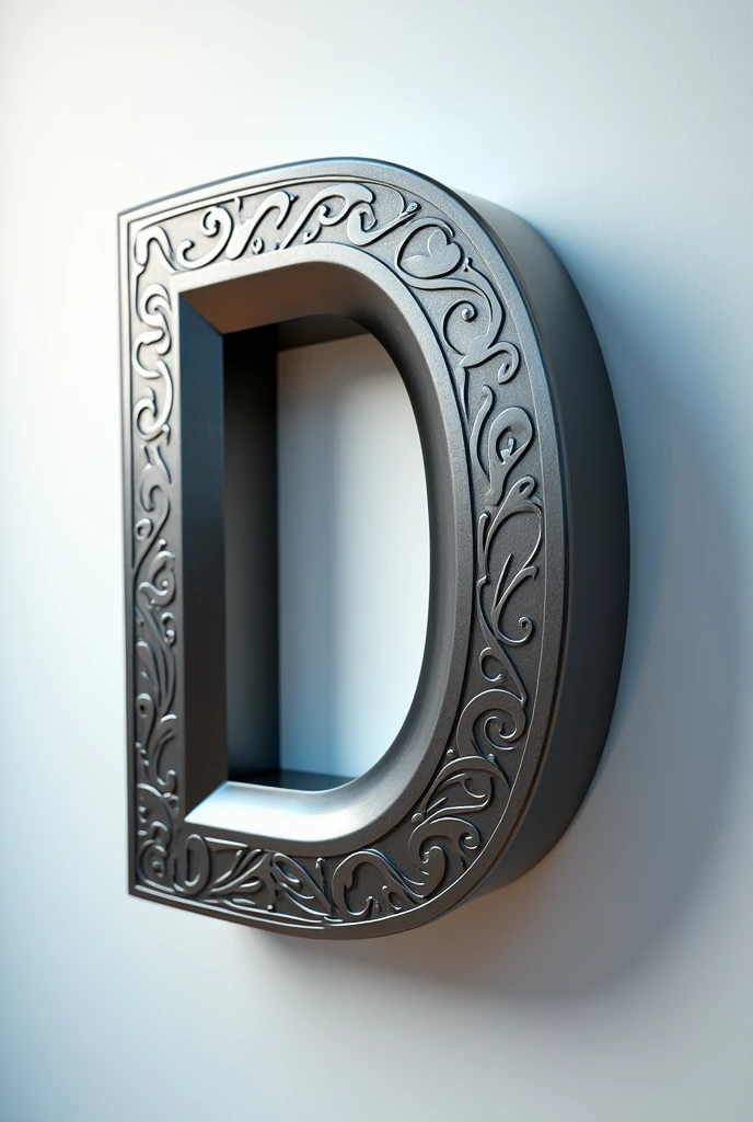 Metallic art symbol D in stylish 3D