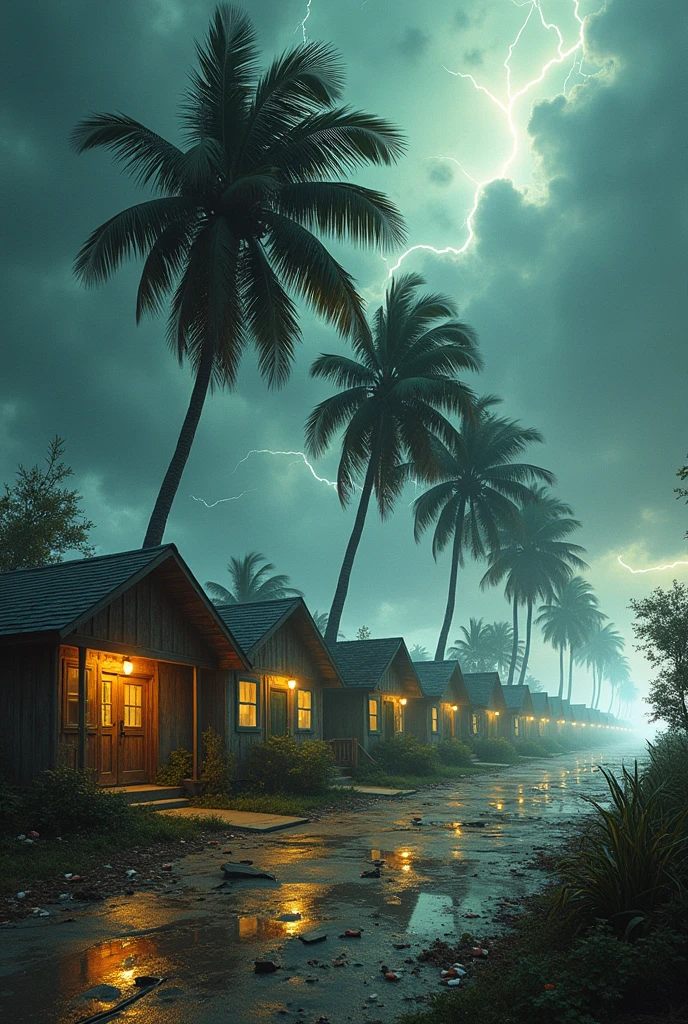 Palm trees destroy houses
