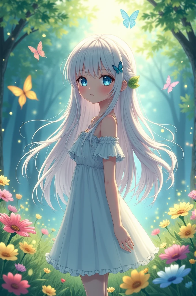 Anime girl with white hair