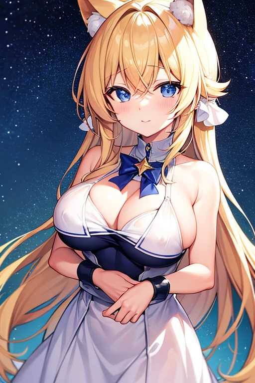 Today's challenge theme:Starry Sky, hentai anime girl under the stars holding breast