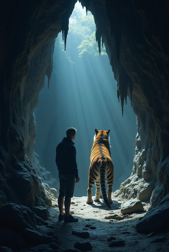 In the cave, the wolf ponders, the tiger and the wolf become friends again.