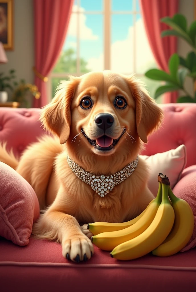 cartoon style dog luxury dogs and banana