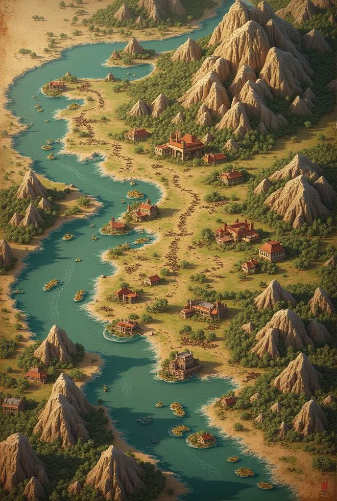 Here’s a detailed prompt you can use:
"Create a detailed map depicting the Ertuğrul era, focusing on the Kayı tribe. The map should include the key locations significant to the tribe, such as Söğüt, Domaniç, and other notable regions where the Kayı tribe settled and battled. Include natural elements like rivers, mountains, and forests to give the map an authentic medieval feel. Use period-appropriate symbols and calligraphy for labels. The map should have an ancient, worn-out parchment texture, with rich earth tones and subtle highlights to convey age and historical importance."