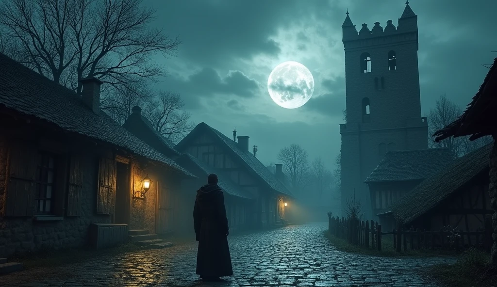 Title: "Death Knell in a Remote Village"
Scene 4: Full Moon Night
- The full moon night arrived, the full moon shone brightly in the sky.
- The sound of the death knell sounded louder and longer than usual.
- The villagers looked scared, while Danu prepared to head towards the old tower.