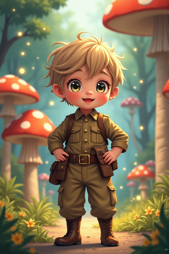 Brown combat uniform Child cute anime