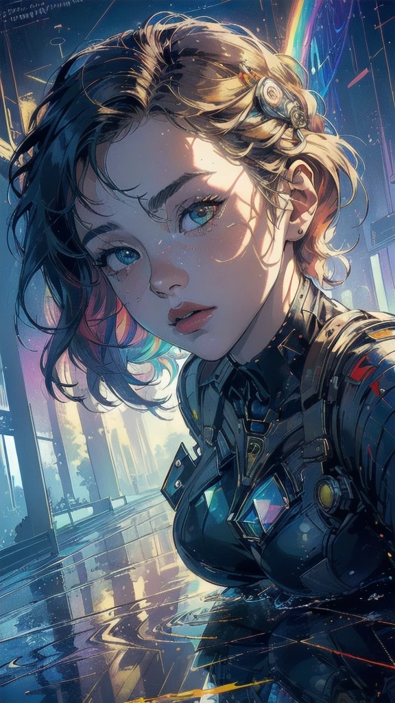 (((masterpiece, highest quality))),(((solo:1.2))),(((1girl:1.2))),32k wallpaper, very detailed, poster, vintage science fiction,(((((geometric cinematic movie poster))))), ((((bauhaus)))),(((abstract))),((((mid century modern)))),(((((portfolio))))),(((((Close-up))))),(((((bust up))))),((((more various angle)))),(((highlight))),((((heterochromia)))),(((complete. detailed face))),(((Extremely talented))),(((most complecated machine))),(((Overall colorfully))),((((((Absolutely Fantastic background)))))),(((amazing huge rainbow))),(((reflection eternal)))