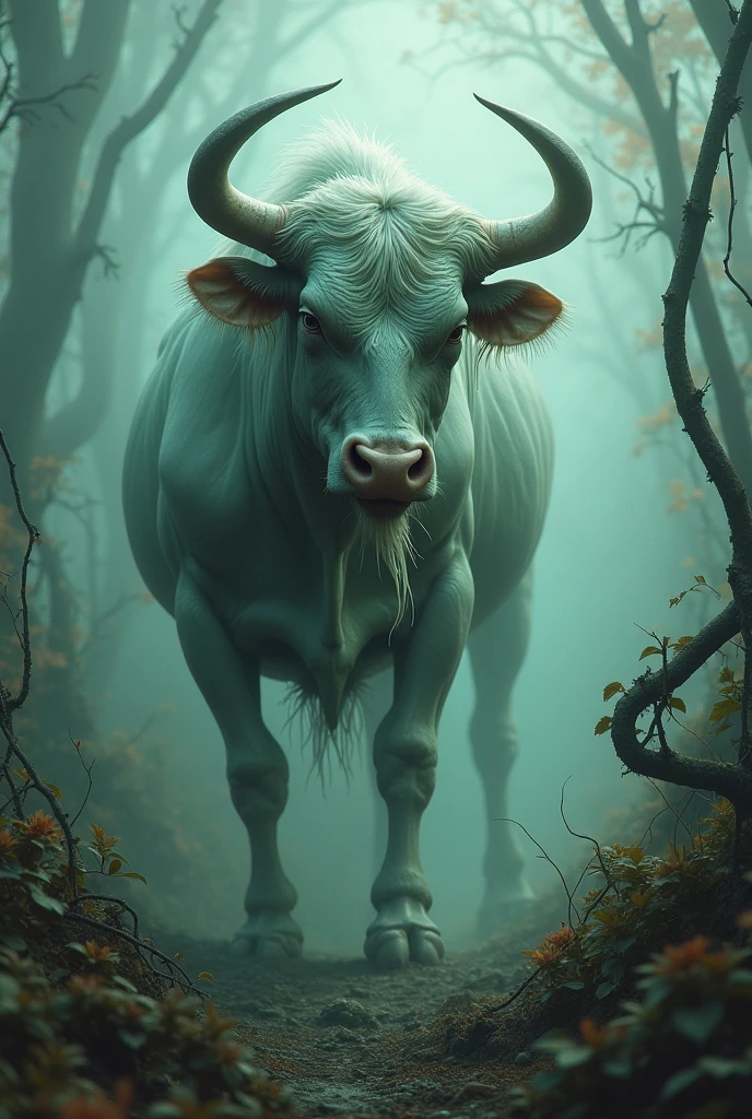 ((Bull ghost))tooth,Spider-faced demon,Long hair,nail,Demon and cow face,poison(Surrealism 1.3),(translucent,Reflex muscles)