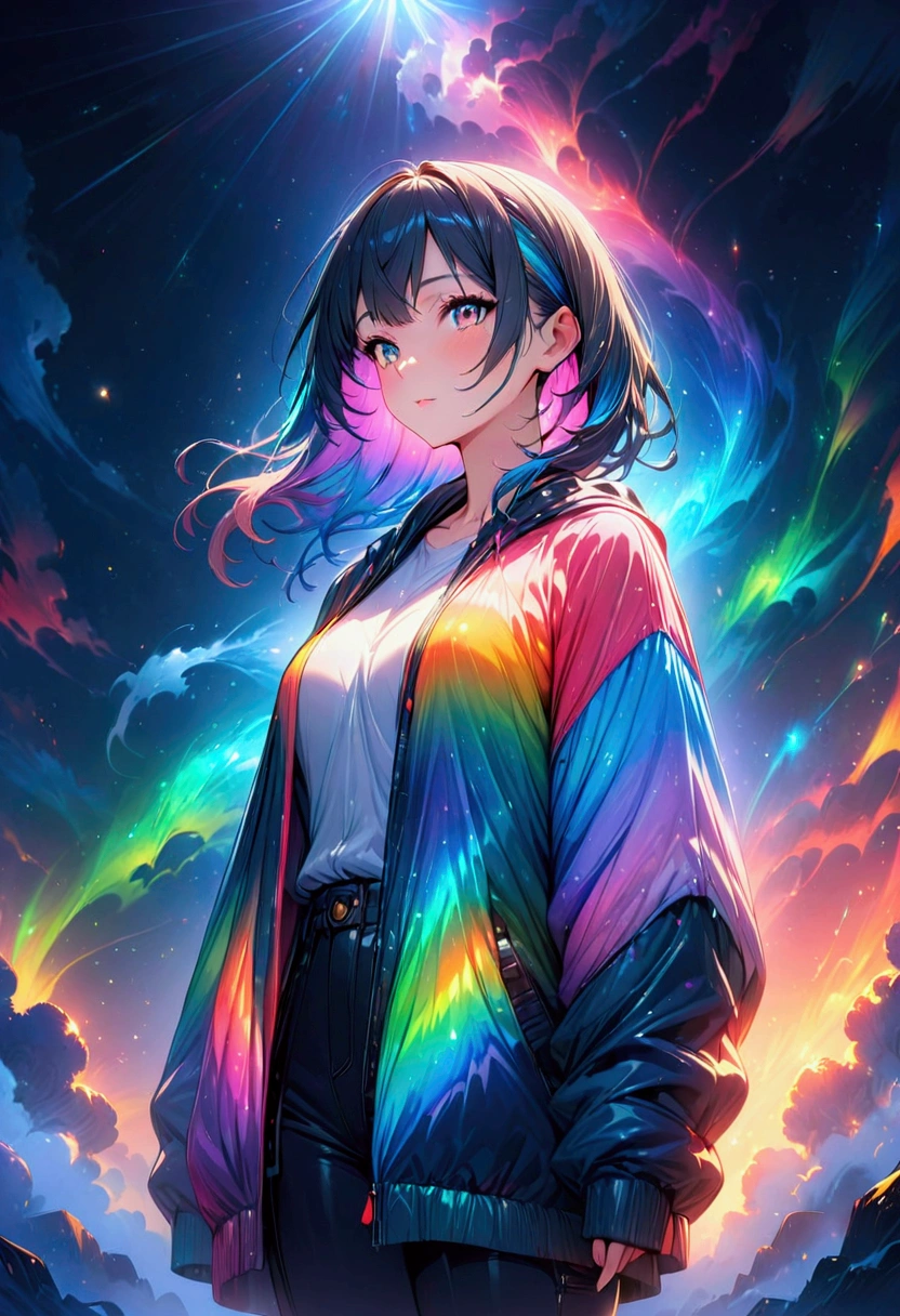 fog, colorful, Cinema Lighting, (masterpiece:1.2), 最high quality, high quality, High resolution, (Super detailed), Detailed Background, One person,