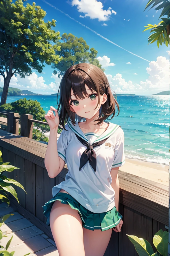 girls、night、In the sea、Brown skin、Panty, (green)、School of fish、Sea Story