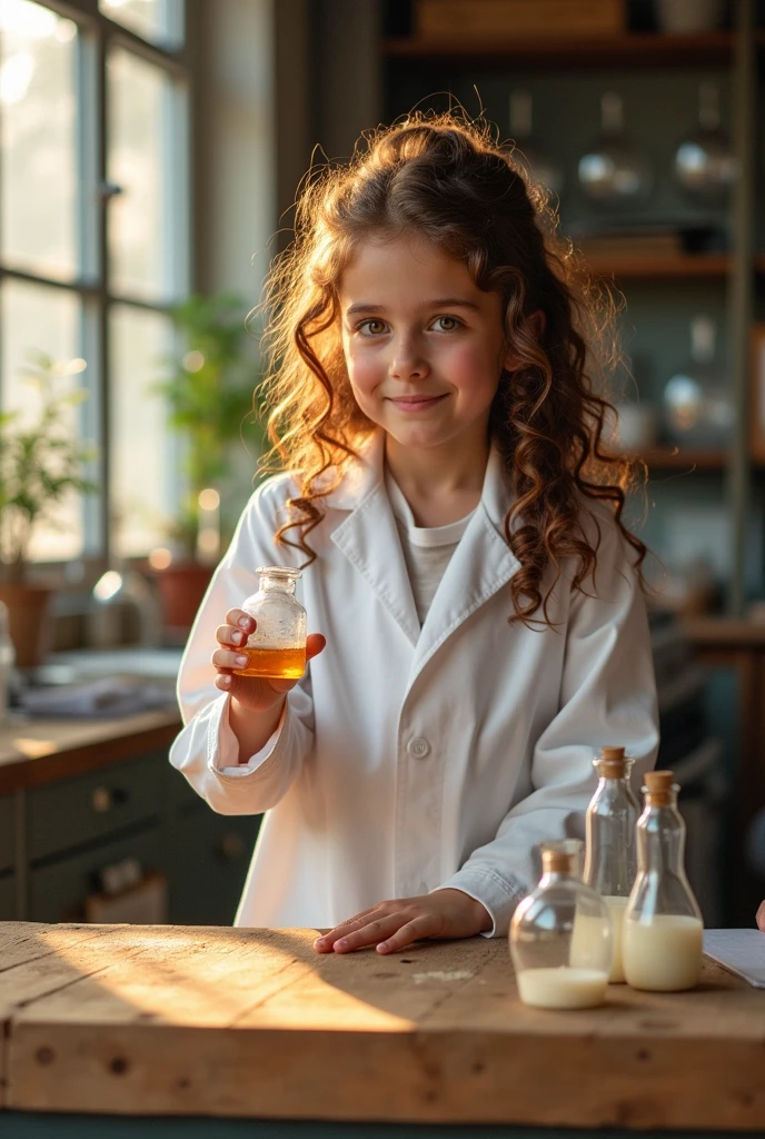 A girl showing albumin in her hand, showing its viscosity with other hand
