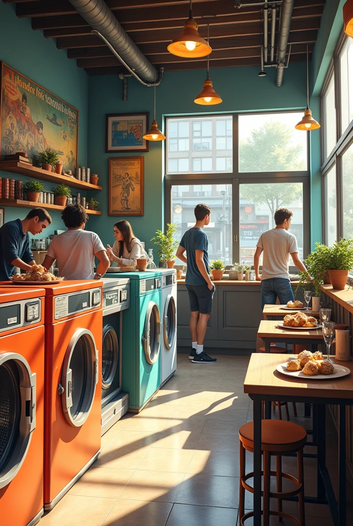 Laundromat with cafe service upstairs