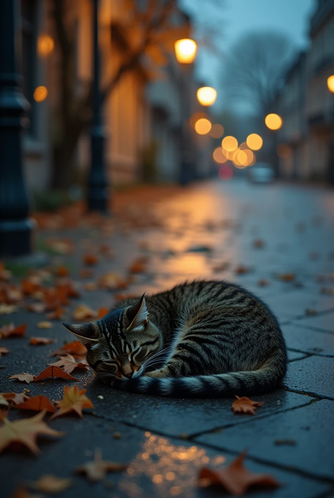 A sick cat in the street 