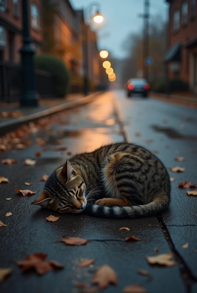 A sick cat in the street