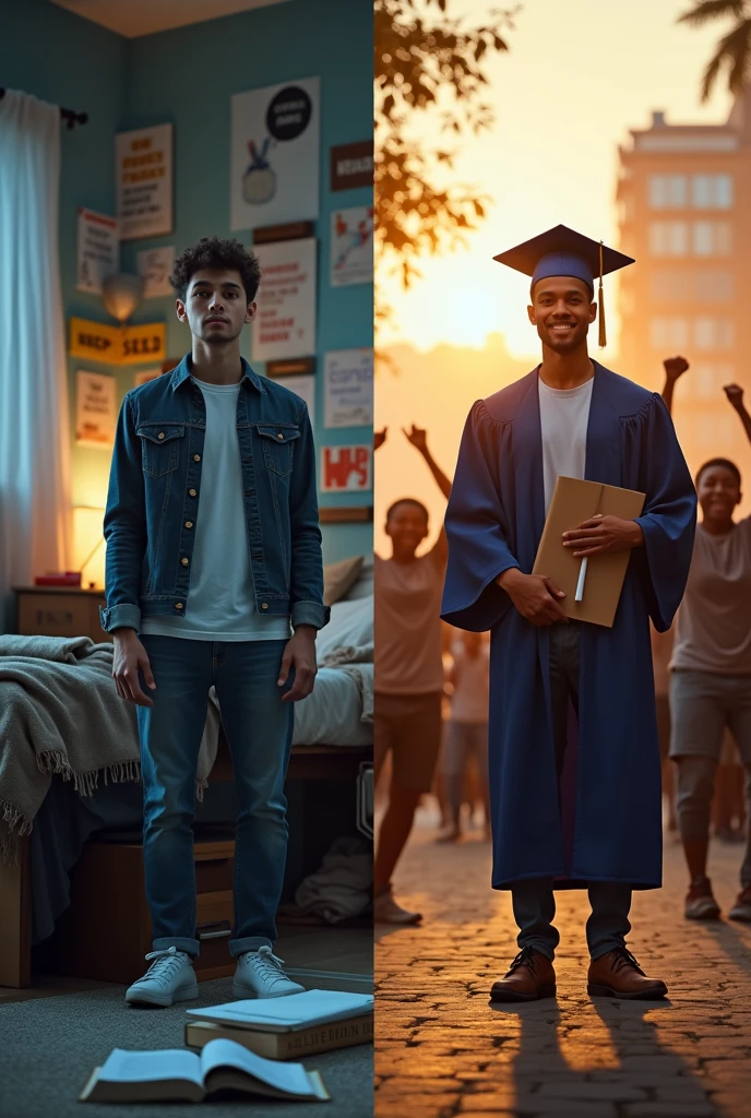 Split man Before graduvationa fter graduvatiob