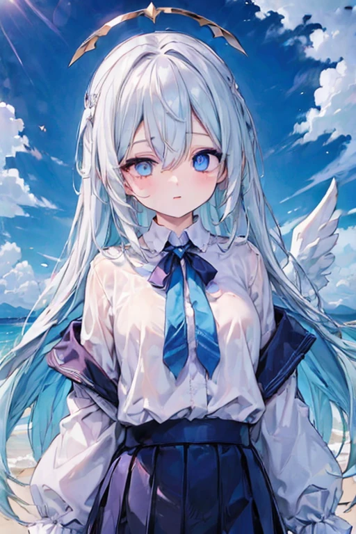 (eyes:2),blue sky,angel,