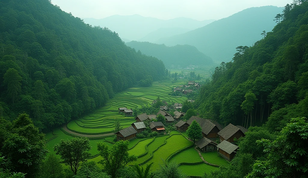 Title: "Death Knell in a Remote Village"

Scene 1: Kampung Rimbun Village
- A description of a remote village called Kampung Rimbun at the eastern tip of the country.
- The village is surrounded by green hills and dense forests, looking like a tranquil paradise.
- However, there is a mysterious aura surrounding the village.