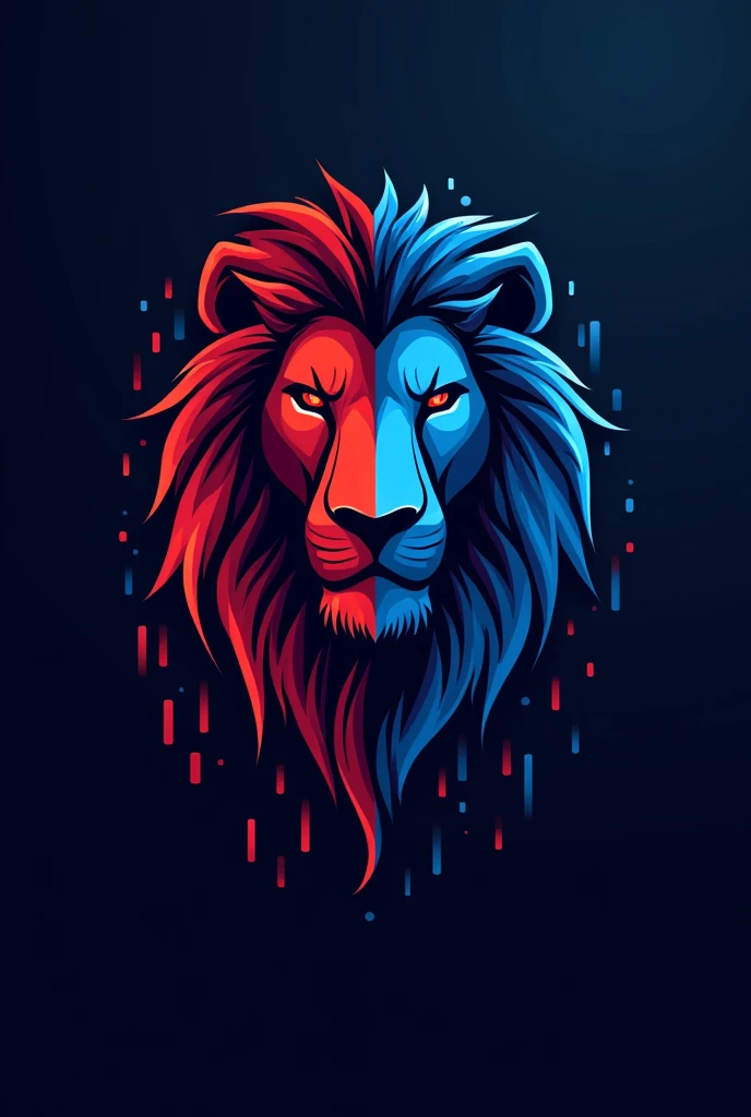 "Create a logo for 'Lions Empire,' a brand that combines the strength and majesty of a lion with the precision of forex trading. Incorporate elements of blue and red candlestick patterns from forex trading charts into the design, blending them seamlessly with the lion's mane or as part of the overall composition. The logo should evoke power, authority, and a deep connection to financial markets."