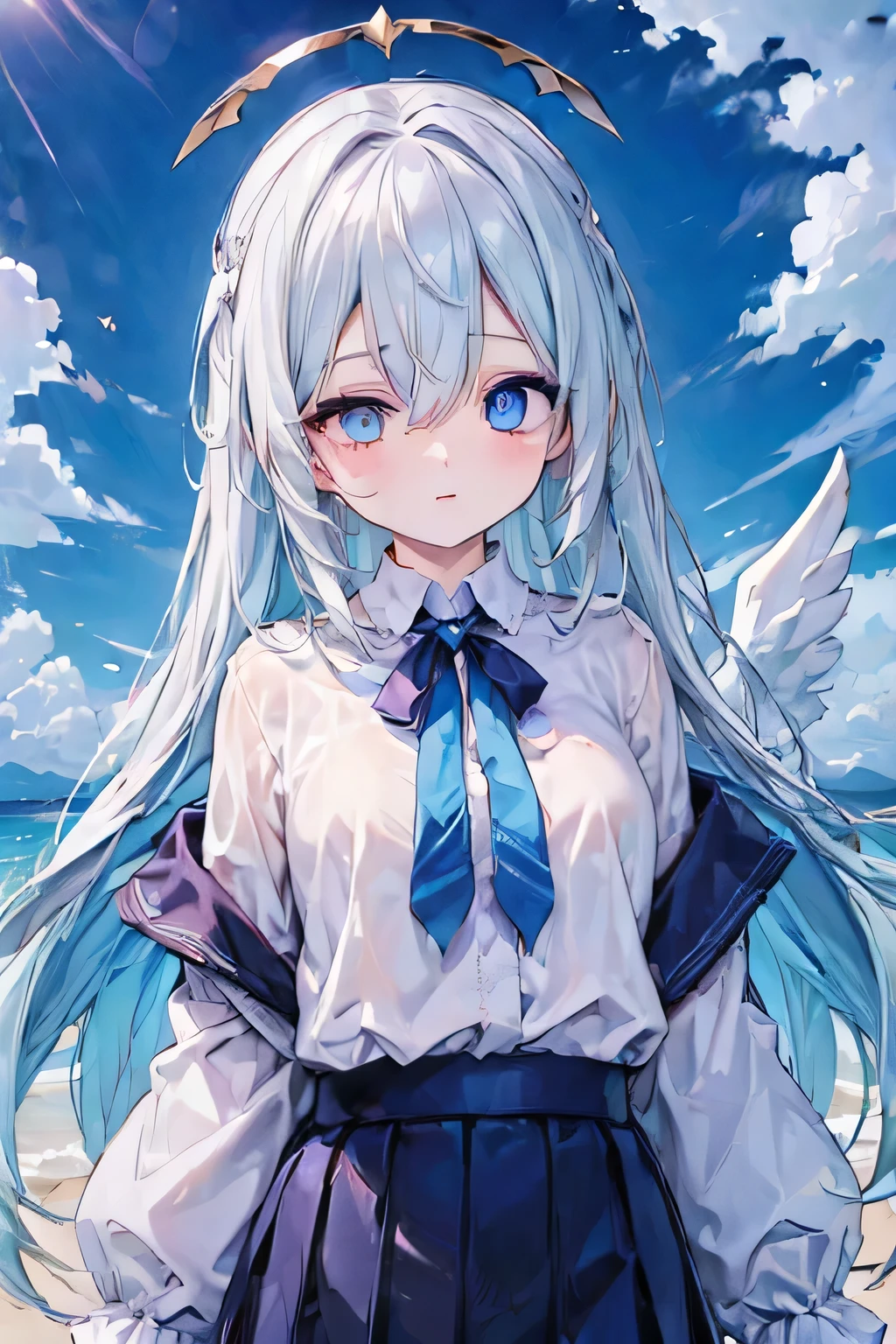 (eyes:2),blue sky,angel,
