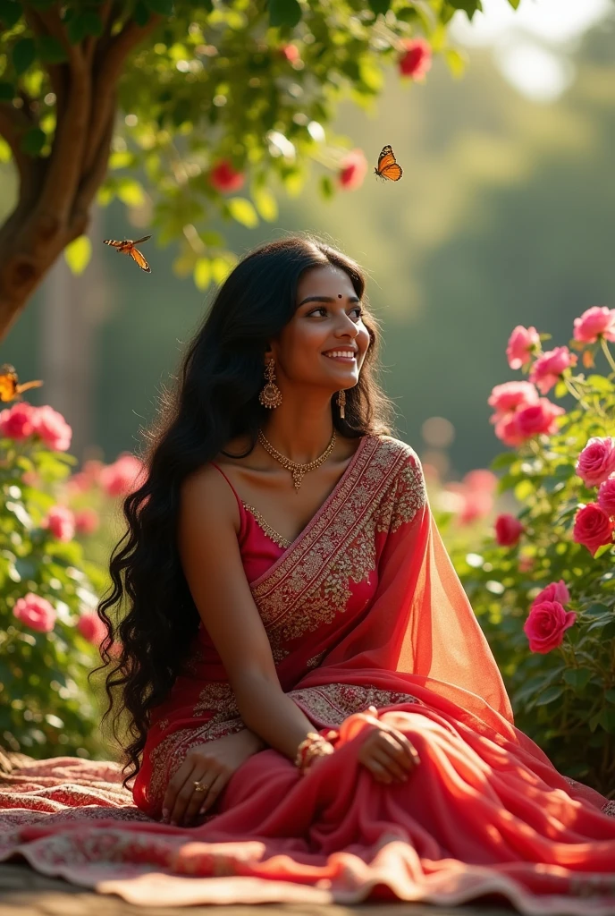 Black skin indian bhabhi sitting in garden 