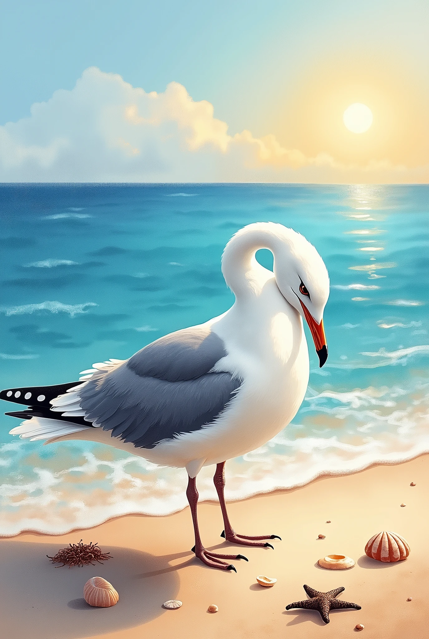 Bowing seagull
