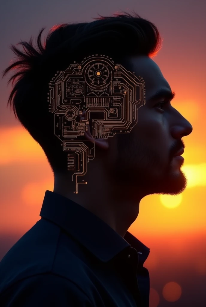 Silhoutte of electrical engineer's head facing sideways