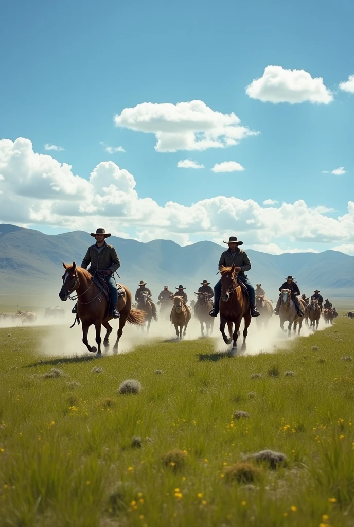 horses running in a field with a man on a horse, Group fighting, Men and Livestock, 🐎🍑, ox仔, Western Art, ox仔s, Mongolia, ox仔 on the range, ox仔女孩, horses in run, horses, wyoming, ox, National Geographic Photo”, Very beautiful photos, photo shoot, 4 0 9 6, ox仔 dream