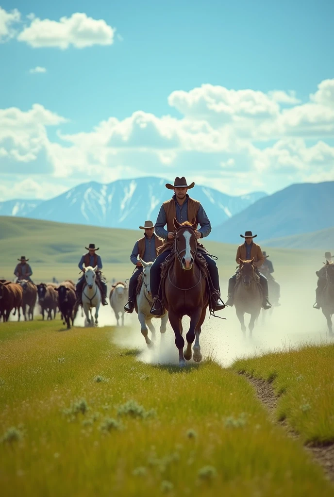 horses running in a field with a man on a horse, Group fighting, Men and Livestock, 🐎🍑, ox仔, Western Art, ox仔s, Mongolia, ox仔 on the range, ox仔女孩, horses in run, horses, wyoming, ox, National Geographic Photo”, Very beautiful photos, photo shoot, 4 0 9 6, ox仔 dream