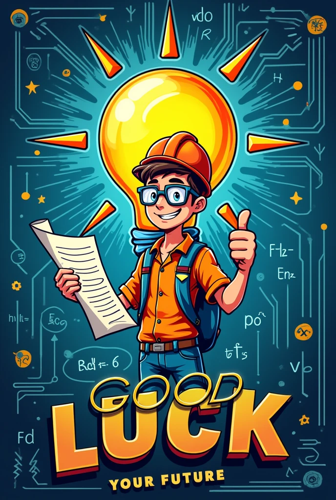 A goodluck poster for electrical engineerings whos taking a board exam