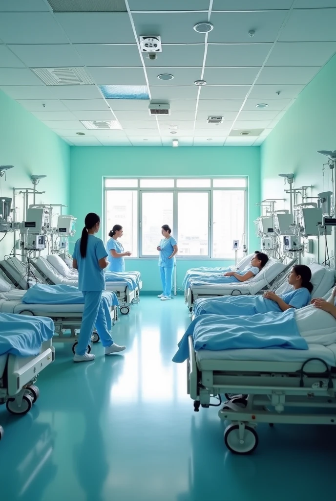 make a realistic photo of a hospital in the philippines Makati Medical City the beds and add some patients laying down there