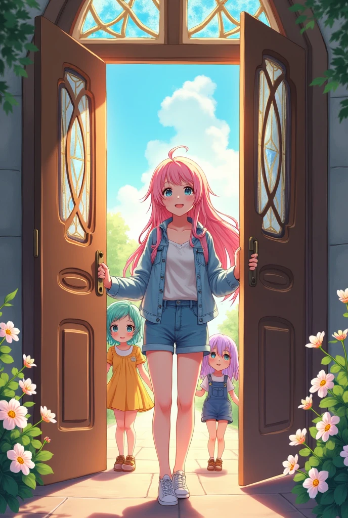generate an anime image about one girl inviting her 2 girls and 1 boy friends to go to the church
DONT FORGET THAT THERES ON BOY