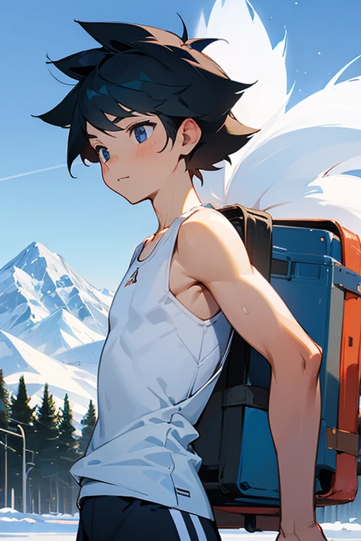 Snowy mountain tight white tank top Y-back elementary school boy