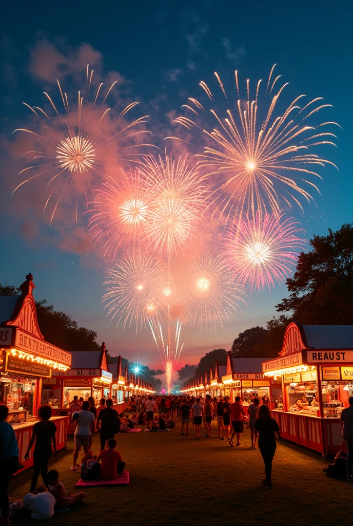 A fireworks festival bustling with food stalls