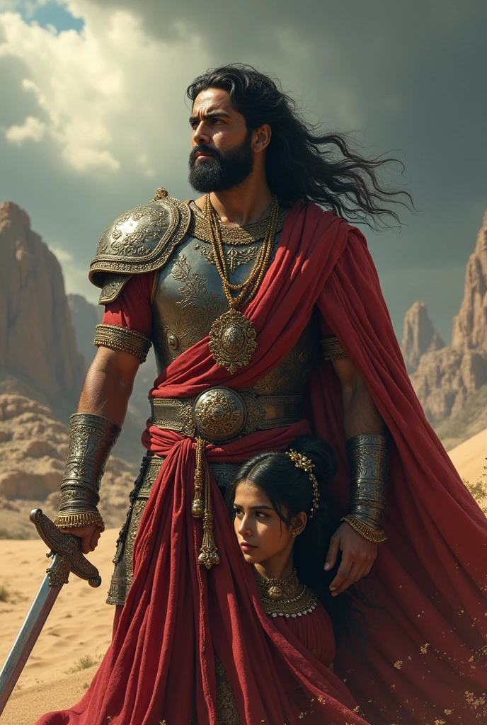 A Rajputi warrior hang his beautiful princess severed head around his neck