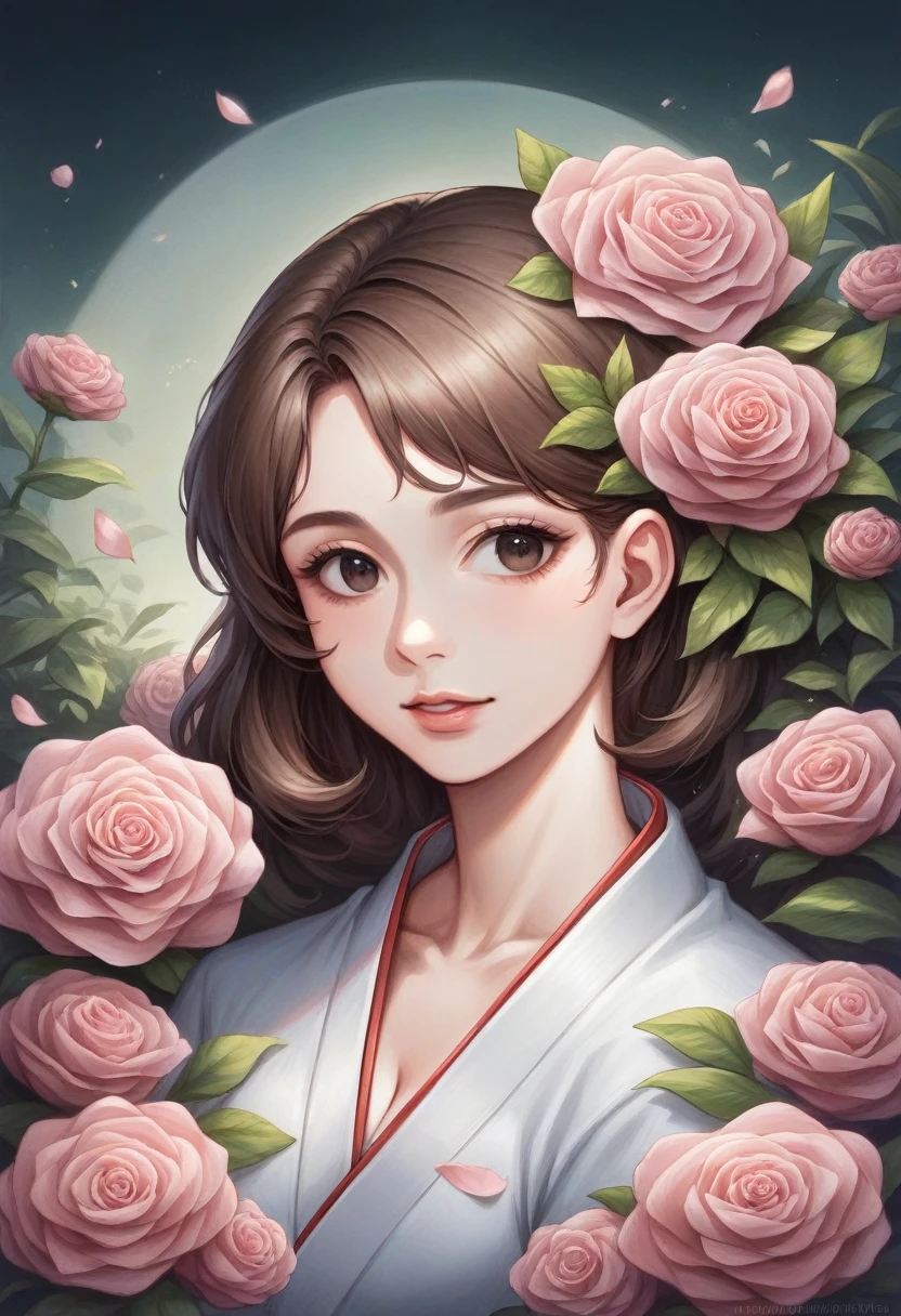 arafed woman in a kimono with flowers on her head, beautiful digital artwork, beautiful digital illustration, beautiful digital painting, gorgeous digital painting, artwork in the style of guweiz, photorealistic anime girl render, smooth anime cg art, beautiful digital art, great digital art with details, stunning digital illustration, detailed digital anime art, render of april, beautiful anime portrait