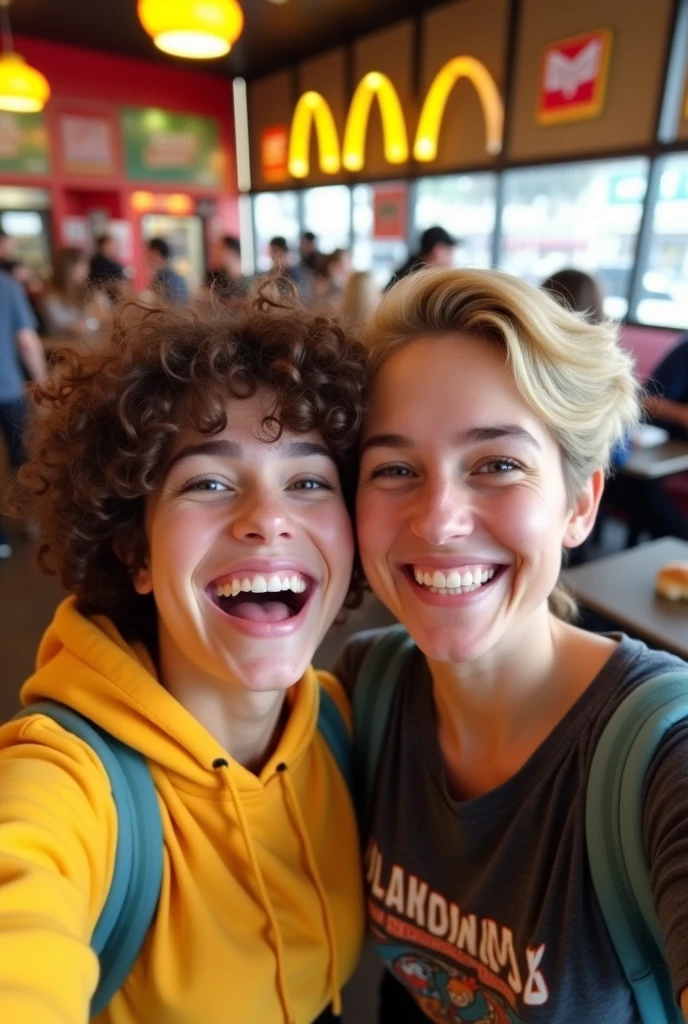 A photo of me with my friend in macdonald's in selfie