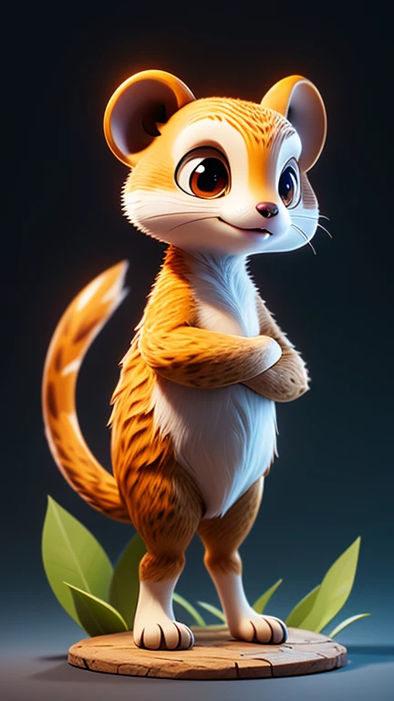 Create a picture of a little meerkat monster., The body is transparent and can be seen through. The image is sharp and detailed., with beautiful colors.. With arms, leg, eyes, mouth, พื้นหลังสีlegว