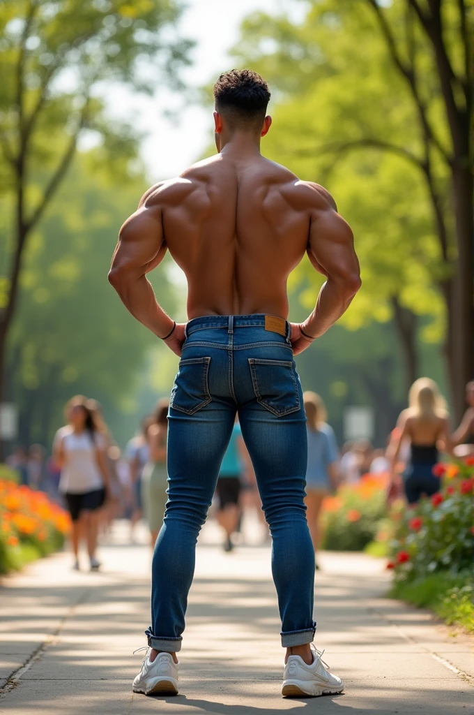 A man wearing pants showing his big ass