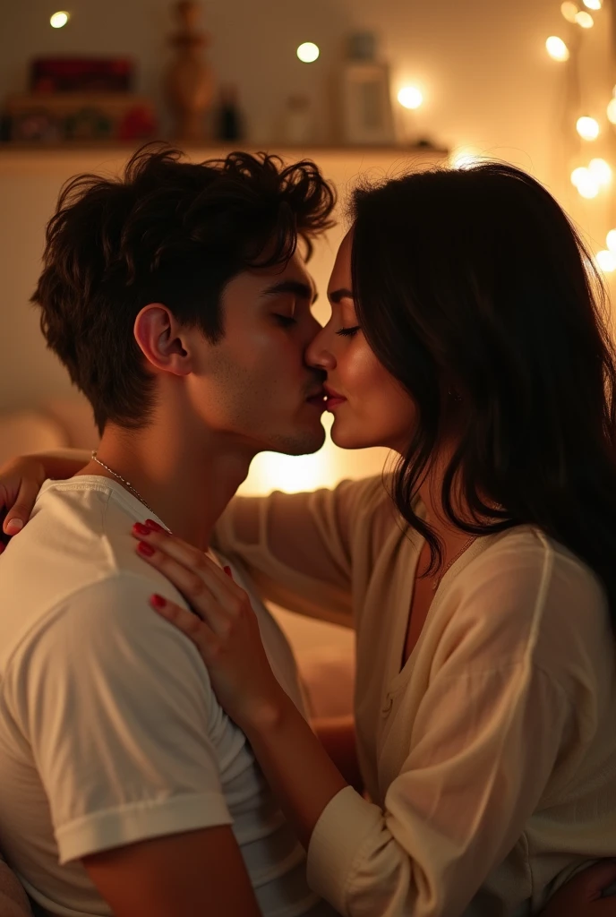 Intimate and Affectionate: One partner kissing the other’s neck or cheek from behind, adding a sense of closeness.