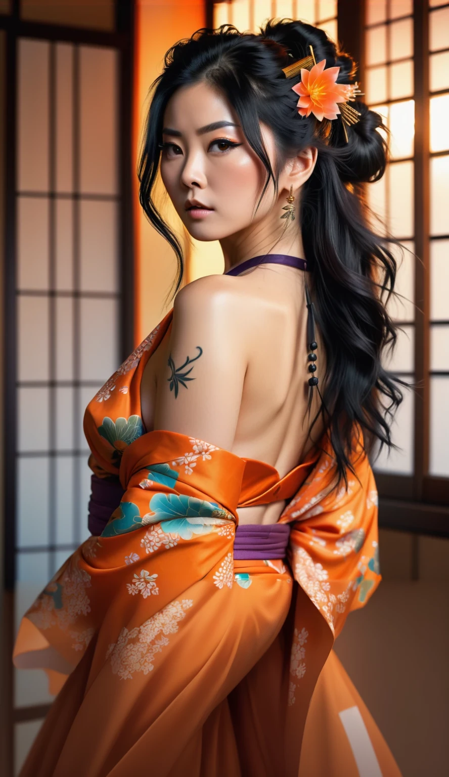 expand the image, long orange dress