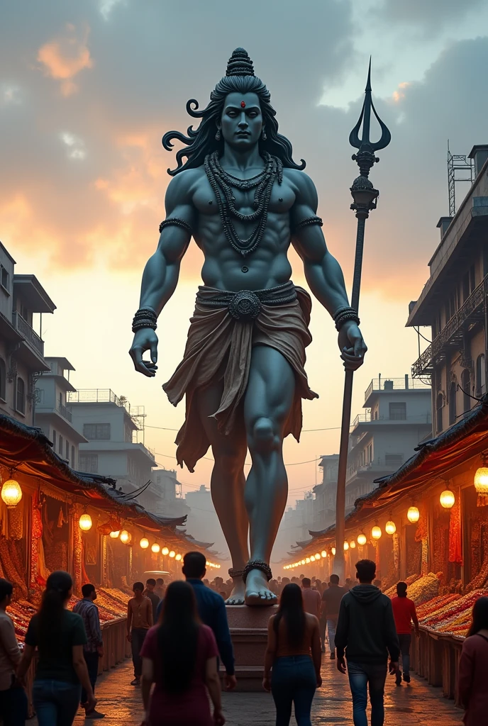 Lord shivan big statue seeing the people