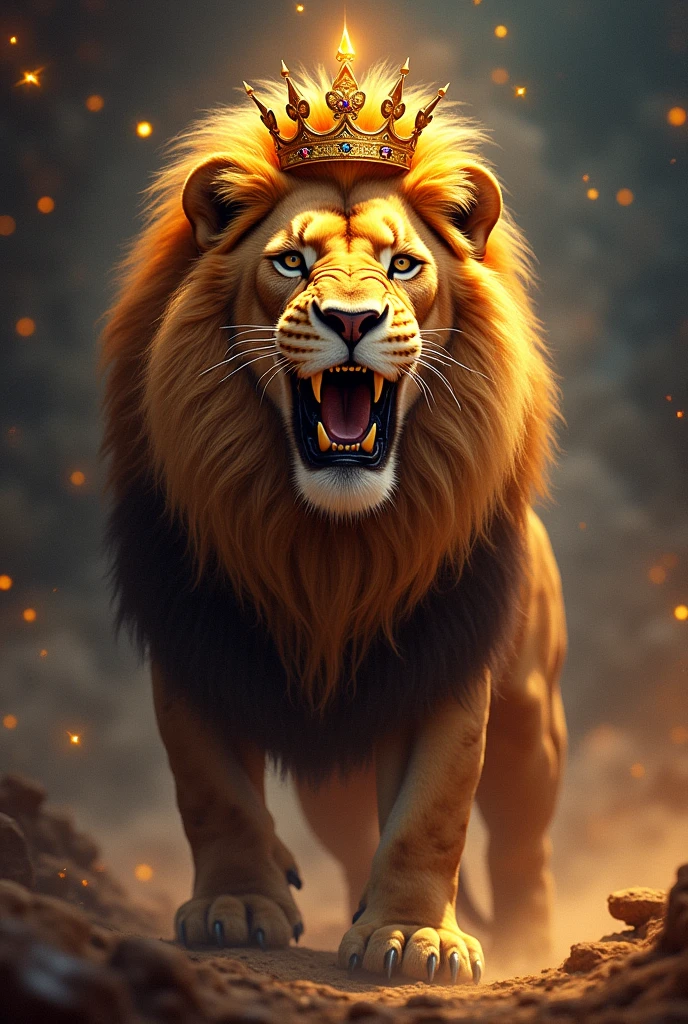 Lion of Judah, gold crown on head, of foot It is with the teeth the amosyra and divine background and with the name VSRECORD